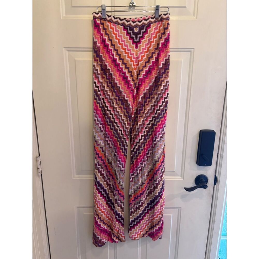 Missoni Chevron Wide-Leg Pants in Pink, Purple & Orange size EU 42 or US 10 - Picture 3 of 9